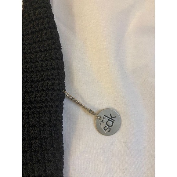 The SAK black crochet shoulder bag  snap 11.5x15" - Picture 2 of 7